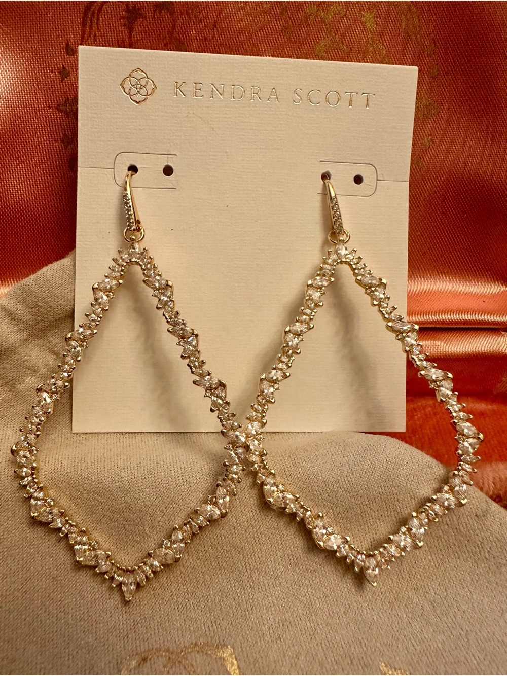 Kendra Scott Crystal Teardrop Statement Earrings in Gold - Picture 3 of 7